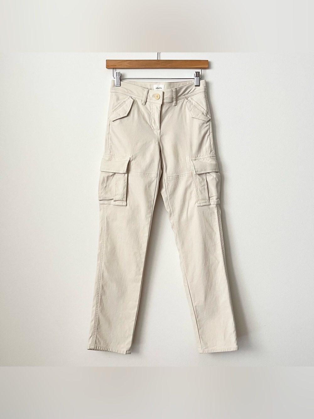 Wilfred Free Aritzia Women's Slim Utility Pants Cargo Pockets 00 Ivory Stretchy